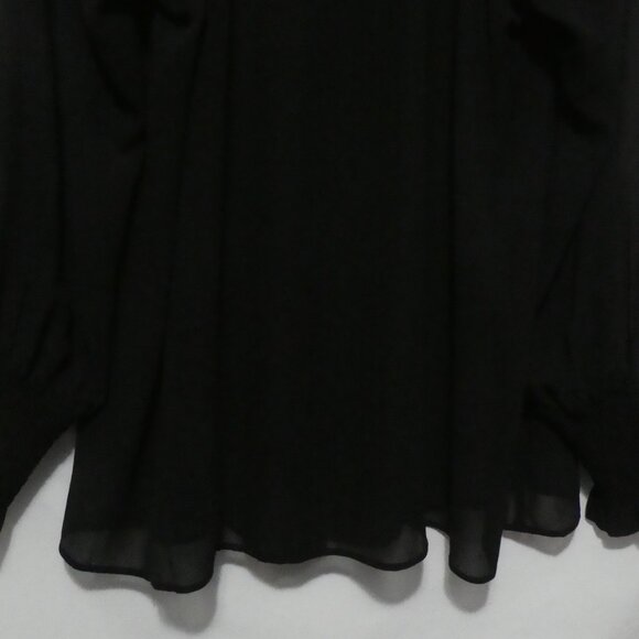 MICHEL STUDIO COLLECTION | size 16 | Black Sheer Button-Up Blouse With Neck Tie - Picture 13 of 14